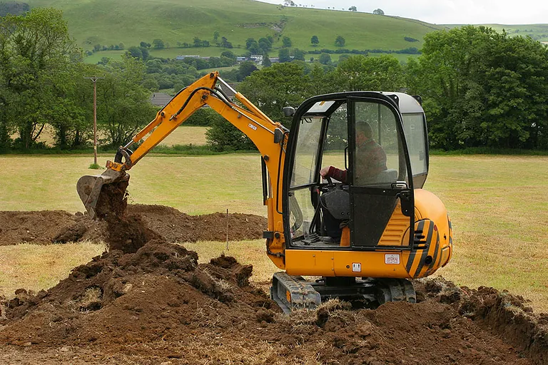 A mini digger hired from our company